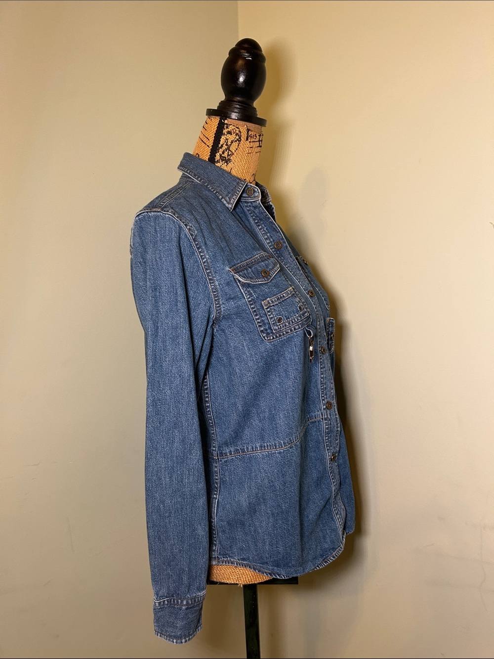 Ralph Lauren Jeans Co Snap Button Down Denim Utility Shacket Shirt 4 - Picture 3 of 14